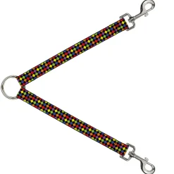 Dog Leash Splitter - Diamonds Black/Multi Neon