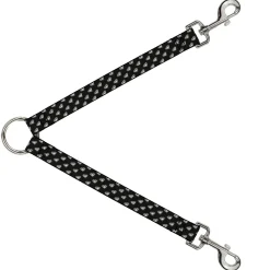 Dog Leash Splitter - Diamonds Diagonal Black/White