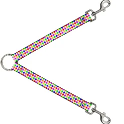Dog Leash Splitter - Diamonds White/Multi Neon