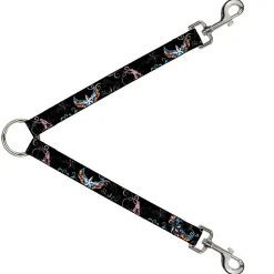 Dog Leash Splitter - Die Hard Skulls & Stars2 Black/Multi Color