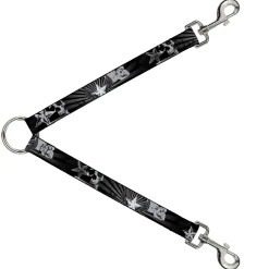 Dog Leash Splitter - Die Hard Skulls & Stars1 Black/Grays
