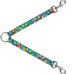 Dog Leash Splitter - Dinosaur Superhero Baby Blue