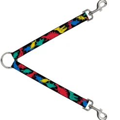 Dog Leash Splitter - Dinosaurs Black/Multi Color