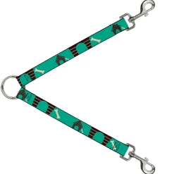 Dog Leash Splitter - Dog House & Bone Turquoise/Brown