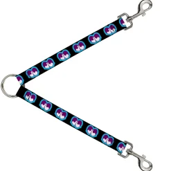 Dog Leash Splitter - Dopey Eyes Black/Baby Blue/Purple