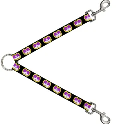 Dog Leash Splitter - Dopey Eyes Black/Yellow/Purple