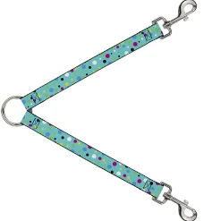 Dog Leash Splitter - Dots Seafoam Green/Multi Pastel