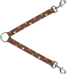 Dog Leash Splitter - Dots Brown/Multi Pastel