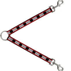 Dog Leash Splitter - Double SWAG Black/White/Red Stripe