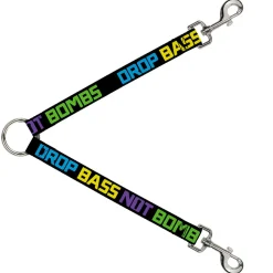 Dog Leash Splitter - DROP BASS NOT BOMBS Black/Blue/Yellow/Purple/Green