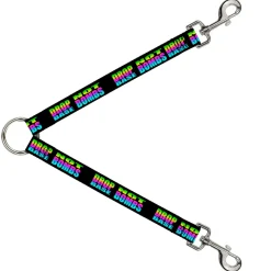 Dog Leash Splitter - DROP BASS NOT BOMBS Black/Rainbow
