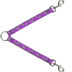 Dog Leash Splitter - Eighties Hearts Fuchsia/Black/White