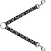 Dog Leash Splitter - Eighties Hearts Black/White