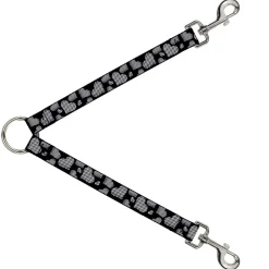 Dog Leash Splitter - Eighties Hearts Black/White