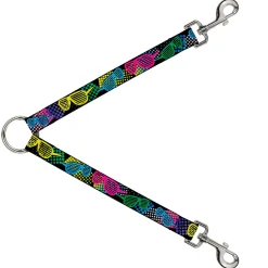 Dog Leash Splitter - Eighties Shades Black/Neon