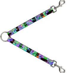 Dog Leash Splitter - Eighties Arcade Multi Neon Stripes
