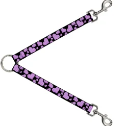 Dog Leash Splitter - Eighties Hearts Black/Fuchsia/White