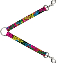 Dog Leash Splitter - Eighties Shades Tapes Black/Neon