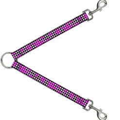 Dog Leash Splitter - Eighties Stars1 Black/White/Fuchsia