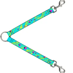 Dog Leash Splitter - Eighties Party Blue/Yellow/Pink