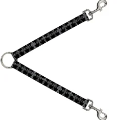 Dog Leash Splitter - Elegant Crosses Black/Grays