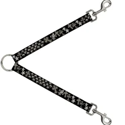 Dog Leash Splitter - Elegant Crosses/Stars/Studs Black/Grays