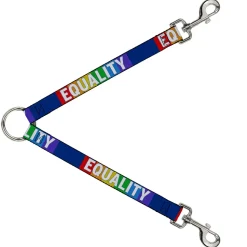 Dog Leash Splitter - EQUALITY Blocks Rainbow Blue White