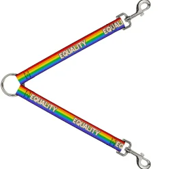 Dog Leash Splitter - EQUALITY Stripe Rainbow White