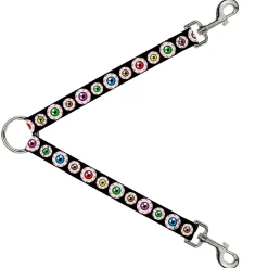 Dog Leash Splitter - Eyeballs Black/Multi Color