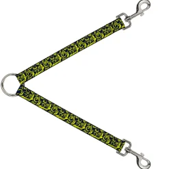 Dog Leash Splitter - Filigree Navy/Yellow