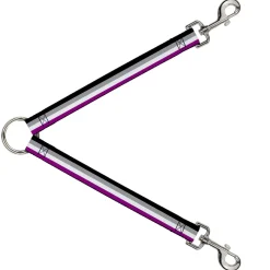 Dog Leash Splitter - Flag Asexual Black/Gray/White/Purple