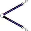 Dog Leash Splitter - Flag Leather Black/Blue/Red/White