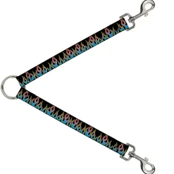 Dog Leash Splitter - Flames Black/Blue/Pink