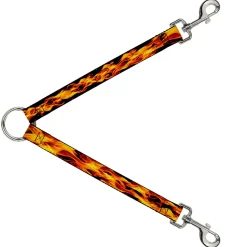Dog Leash Splitter - Flames Vivid Black/Orange
