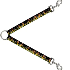Dog Leash Splitter - Flames Black/Yellow/Orange