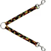 Dog Leash Splitter - Flaming Cherries Scattered Black
