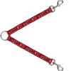 Dog Leash Splitter - Floral Paisley3 Red/Black/Gray/White