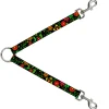 Dog Leash Splitter - Floral Collage2 Black/Red/Orange/Green
