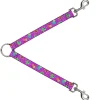 Dog Leash Splitter - Flying Owls w/Leaves Purple/Multi Color