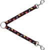 Dog Leash Splitter - Flying Owls w/Leaves Black/Multi Color