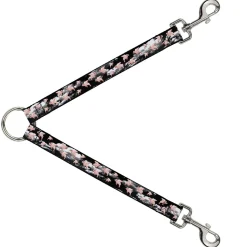 Dog Leash Splitter - Flying Pigs Black/White/Pink