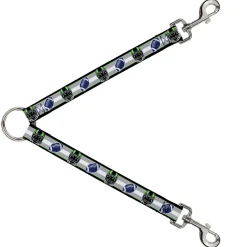 Dog Leash Splitter - Football/Helmet Stripe2 Black/Neon Green/Silver/White/Blue