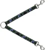 Dog Leash Splitter - Football/Helmet Stripe Black/Neon Green/Blue