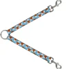 Dog Leash Splitter - Fox Face Scattered Sky Blue