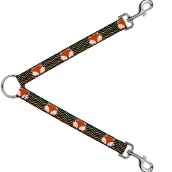 Dog Leash Splitter - Fox Face/Stripes Black/Multi Color