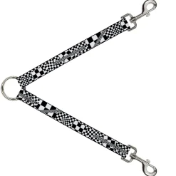 Dog Leash Splitter - Funky Checkers Black/White