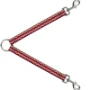 Dog Leash Splitter - Geometric Weave Tan/White/Red/Blue