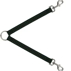 Dog Leash Splitter - Geometric3 Black/Forest Green/Red