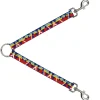 Dog Leash Splitter - Geometric Triangles/Stripe Red/White/Blues/Yellow