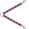 Dog Leash Splitter - Geometric1 Burgundy/Pink/Tan/Yellow/Baby Blue